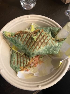 Crunchwrap 💕 Had to take a few bites right away!   at Vegan Grill - St Marks in New York City