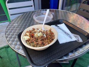 Bowl with outside seating at Vegan Grill - St Marks in New York City