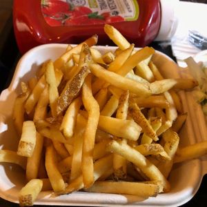 Fries!  Thin cut with peels. So good. at Vegan Grill - St Marks in New York City