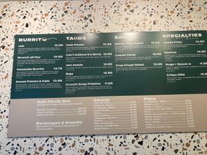 All vegan wall menu at Raiz in New York City