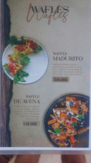 Breakfast menu at Zona ProSalud in Guatape