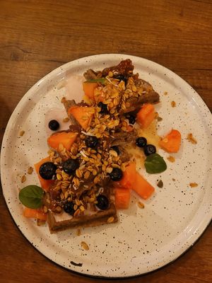 oat waffles at Zona ProSalud in Guatape