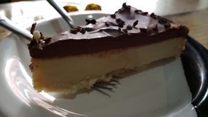 Cupuaçu slice (R$15). Super tasty. Slightly acid, slightly savory and great texture. at Viva la Vegan in Curitiba