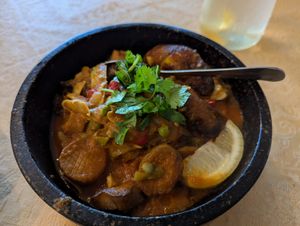 vegan scallop paella at Mayan Kitchen in Sunnyvale