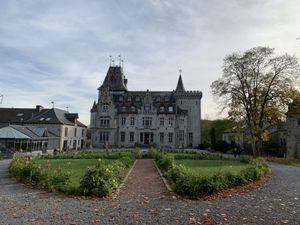 Radhadesh castle and on your left you see Govinda’s restaurant   at Govinda's Restaurant in Septon