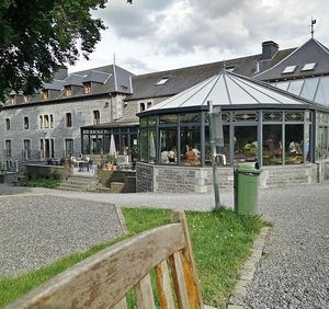 Exterior this beautiful castle at Govinda's Restaurant in Septon