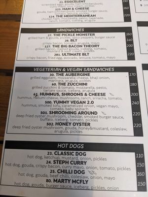 Updated menu at Burgerslut in Skopje