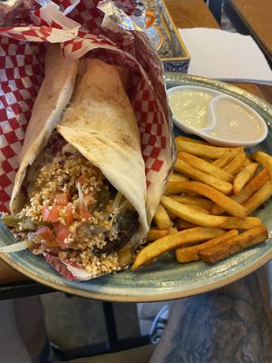 Falafel pita (all vegan tahinis)  at Tahini in Cartagena