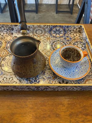 Arabian coffee ☕️ was nicely spiced and with lime! 🍋‍🟩   at Tahini in Cartagena
