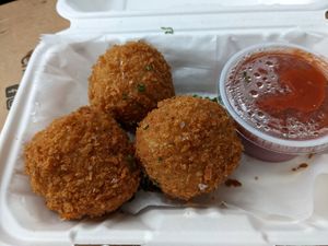Vegan arancini at Peels On Wheels in Rochester