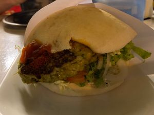 Falafel in pita with extra spicy sauce 👌🌱  at Pita Pita in Kampot