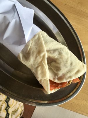 Falafel wrap with hot sauce instead of yogurt   at Pita Pita in Kampot