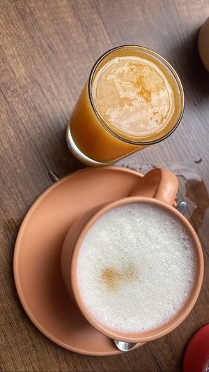 Coffee and orange juice (came with the shakshuka, no additional charge)  at MamaCocha in Pisac