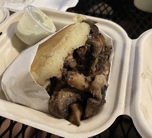 Vegan Arepa: Mushrooms Seasoned perfectly with plant-based cheese😍  at Miss Arepa in Lahaina