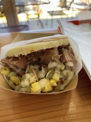 Jack fruit Hawaiiana arepa  at Miss Arepa in Lahaina