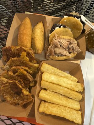 Tried the mushroom empanadas- fantastic! Arepitas, yuca fries & tostones. All really good and recommend !  at Miss Arepa in Lahaina