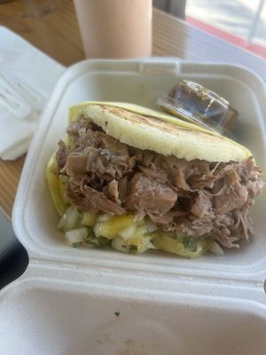 Jackfruit arepa  at Miss Arepa in Lahaina