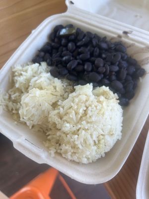 Side of rice and beans  at Miss Arepa in Lahaina
