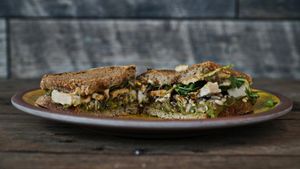 SEEDS & CHEESE Ⓥ
• mild green chile guacamole • lemon garlic hummus • microgreens • vegan cheese • heirloom pumpkin seeds • hemp seeds • sunflower seeds • balsam at Good Life Organic Kitchen in Red Bank