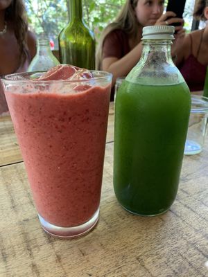 Berry Smoothie and a Green juice - so good and refreshing!  at Naked Foods in Nosara