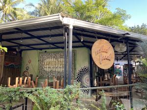 Great outdoor seating at Naked Foods in Nosara