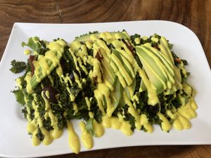 Massaged kale Cesar salad  at Naked Foods in Nosara