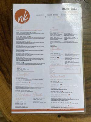Menu in English   at Naked Foods in Nosara