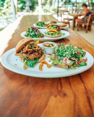 Bliss Bean Burger at Naked Foods in Nosara