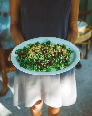 Massaged Kale Caesar at Naked Foods in Nosara