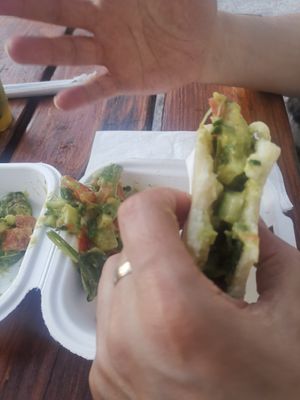 Arepa vegana at Lote 23 in San Juan