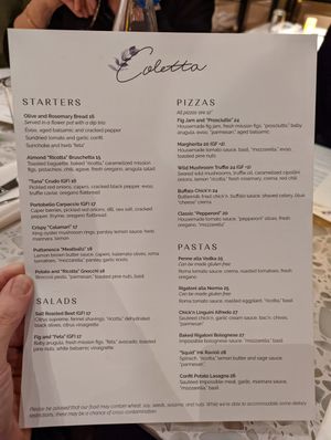 Menu 1 at Coletta in New York City