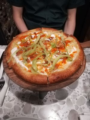 Buffalo Chick'n pizza at Coletta in New York City