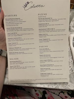 Menu  at Coletta in New York City