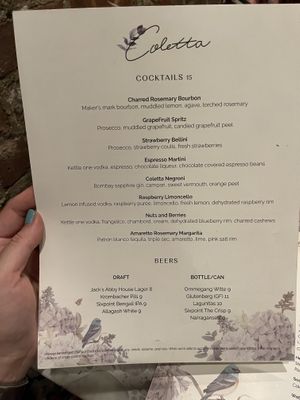 Menu  at Coletta in New York City