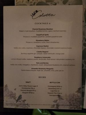Menu at Coletta in New York City