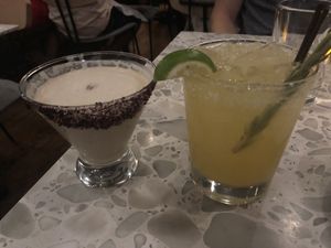 Nuts and berries and amaretto rosemary margarita   at Coletta in New York City
