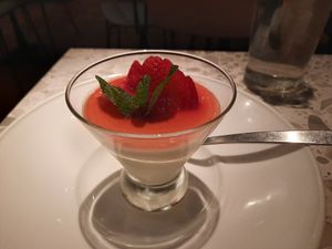 Strawberry panna cotta at Coletta in New York City