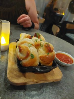 Garlic knots with marinara sauce at Coletta in New York City
