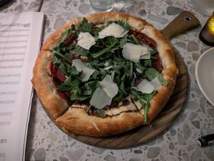 Prosciutto and fig jam pizza at Coletta in New York City