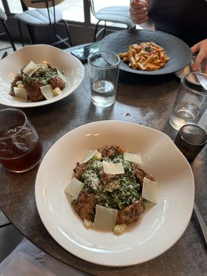 Two chicken Caesars and a Vodka pasta.  All delicious.  Pasta was gluten free and indistinguishable from the wheat style.  at Coletta in New York City