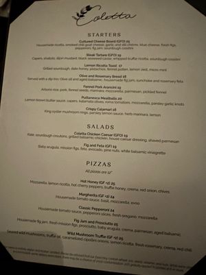 Menu #Veganuary at Coletta in New York City
