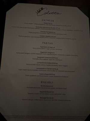 Menu #Veganuary at Coletta in New York City