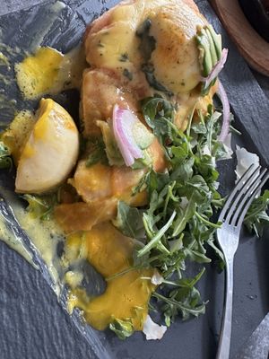 Eggs Benedict with smoked salmon   at Coletta in New York City