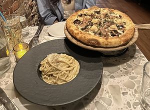 Cacio e Pepe (left), Wild Mushroom Truffle (right)  at Coletta in New York City