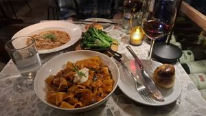 Rigatoni alla Norma, Short Rip Agnolotti, Sautéed Broccoli. at Coletta in New York City