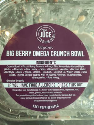 Big Berry Omega Crunch without the Honey .... perfect!!! at Raw Juce in Fort Lauderdale