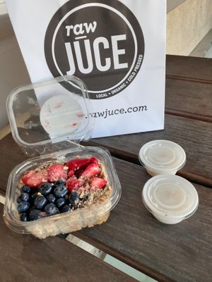 Big Berry Omega Crunch without the Honey and some almond milk  .... perfect!!! at Raw Juce in Fort Lauderdale