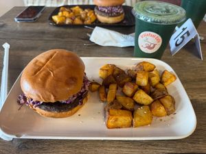 Mighty Shroom W Potatoes & Matcha Breeze at Gratefuel Cafe in Fort Lauderdale