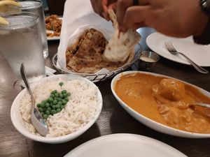 Basmati rice and peas at Noon Mirch in Webster