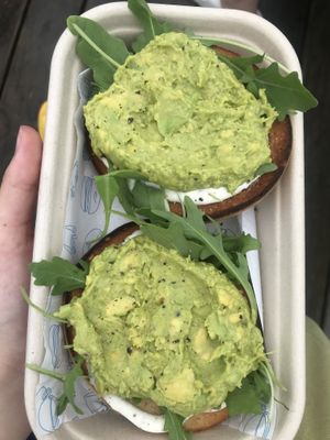 Home sweet avocado (no halloumi) with vegan aoli  at Little Blue Kitchen in Hahei